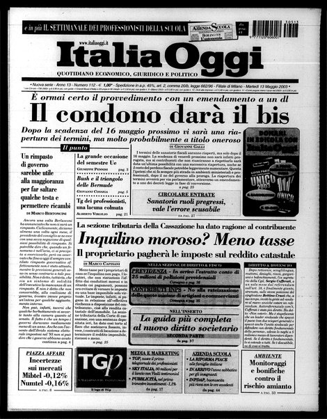 Italia oggi : quotidiano di economia finanza e politica